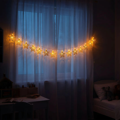 Weihnachtsbaum Lichterkette LED Gold Stars 4