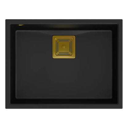 Granitspülbecken DAVID 50 Black Stöpsel Gebürsteter Nickel 4