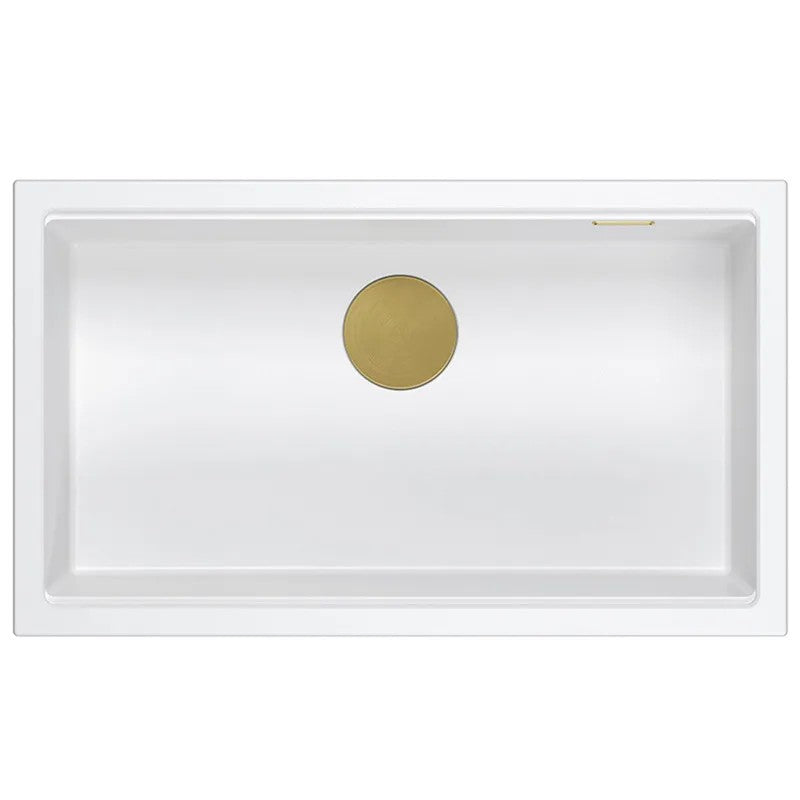 Granitspülbecken Logan 110 White Stöpsel Gebürsteter Nickel 4