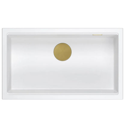 Granitspülbecken Logan 110 White Stöpsel Gold 4