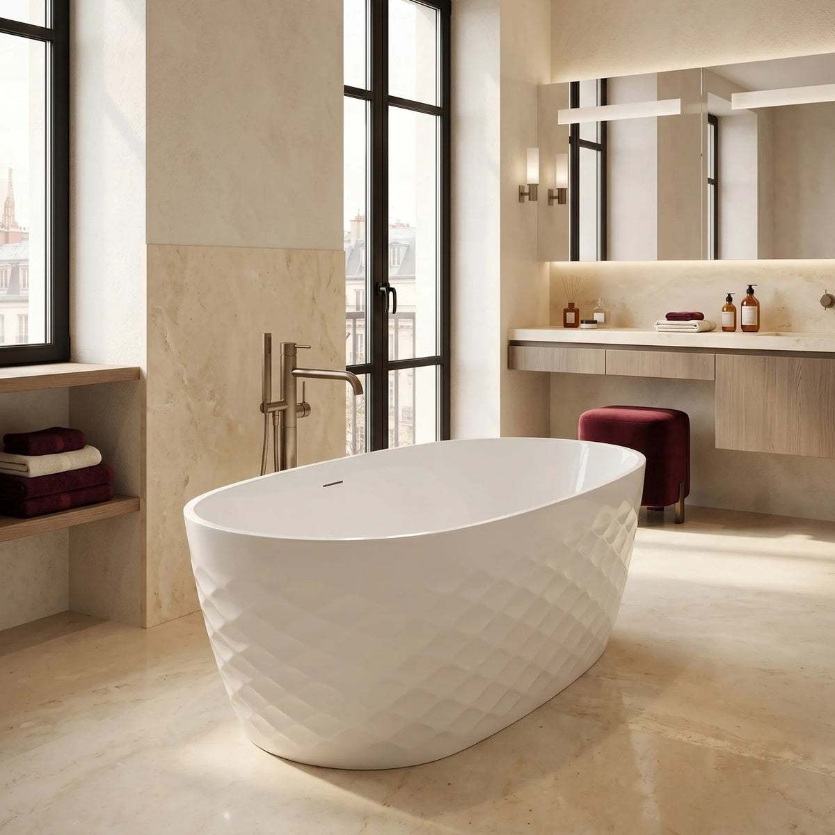 Freistehende Acrylbadewanne GAJA 170 Schwarze Stöpselabdeckung 4