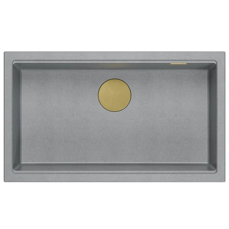 Granitspülbecken Logan 110 Grey Metallic Stöpsel Gebürsteter Kupfer 4
