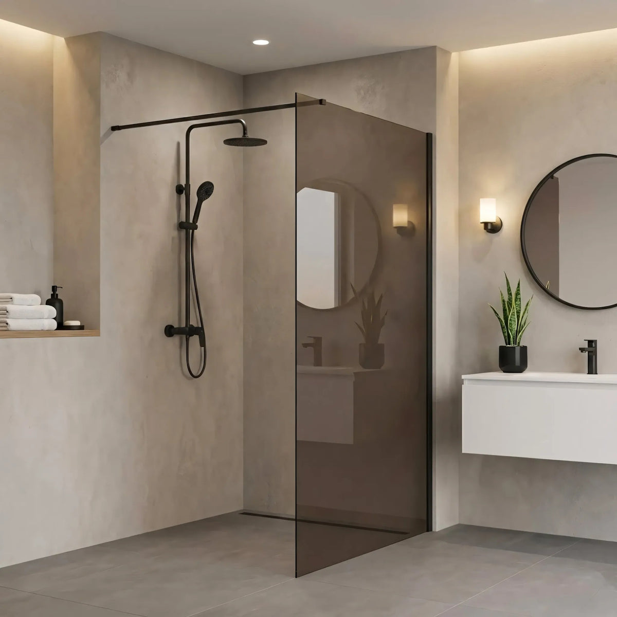 Duschwand Rea Flexi Brown / Black 90 4