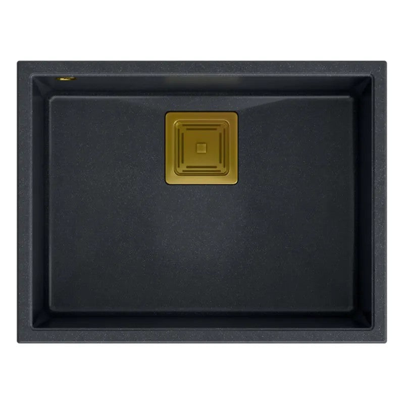Granitspülbecken DAVID 50 Black Metallic Stöpsel Gebürsteter Nickel 4