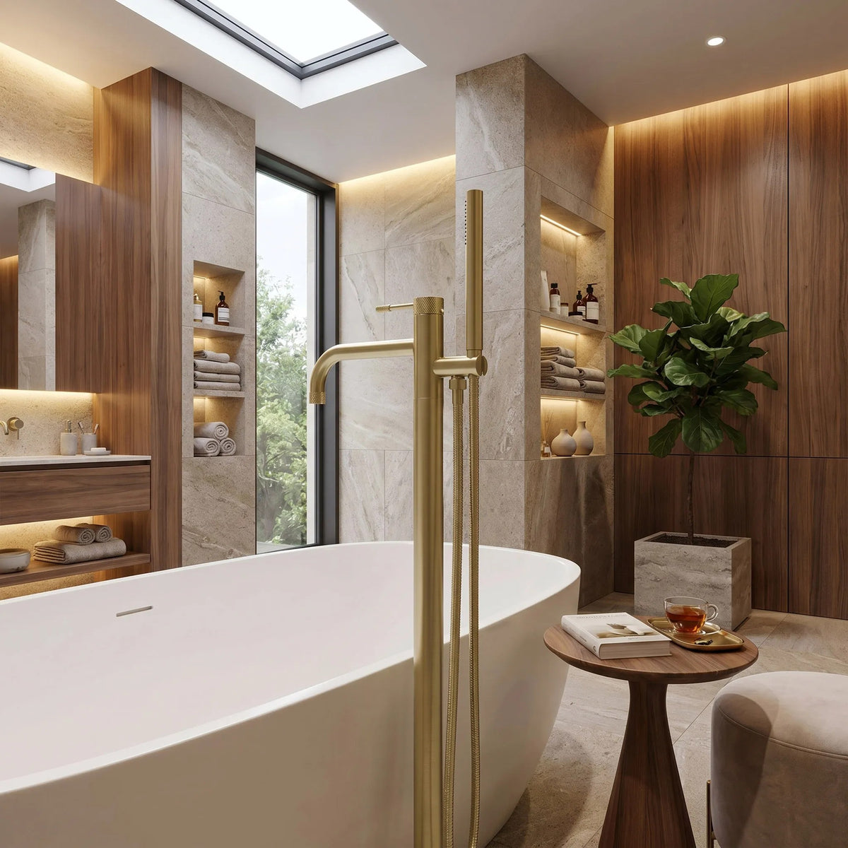 Frei Stehende Armatur Rea Venti Brush Gold 4