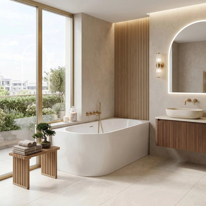 Eckbadewanne Aus Acryl REA Bellanto Slim 150 Right Weiße Stöpselabdeckung 4