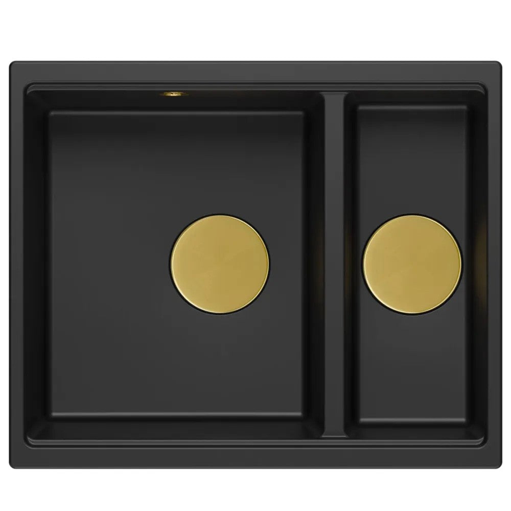 Granitspülbecken Logan 150 Black Stöpsel Gold 4
