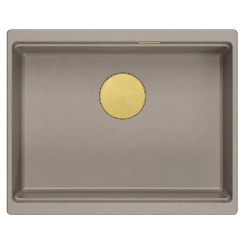 Granitspülbecken Logan 100 Beige Stöpsel Gold 4