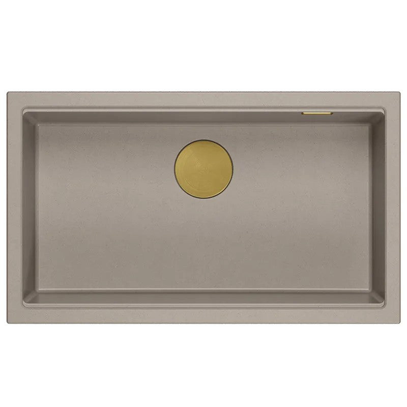 Granitspülbecken Logan 110 Beige Stöpsel Gold 4