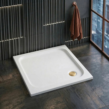 Acryl Duschwanne Rea Belmond White 80x80 Gebürstete Gold Abdeckung 4