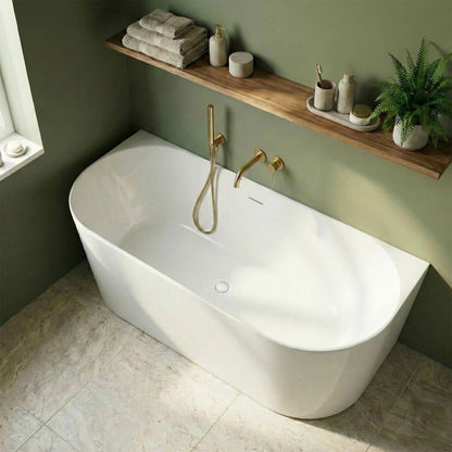 Acryl Wandmontage Badewanne CAPRI SLIM 170cm Gebürstete Kupfer Stöpselabdeckung 4