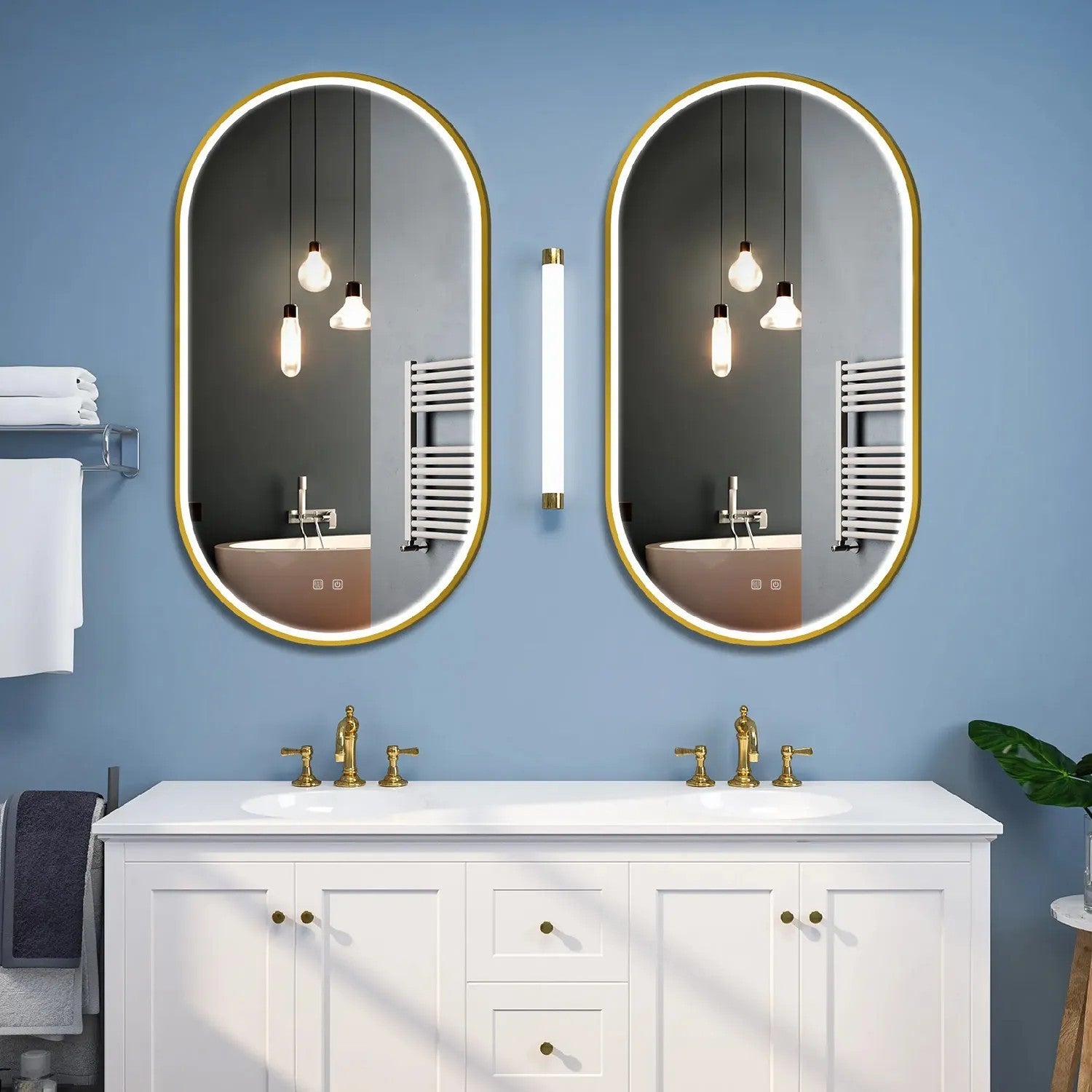 Spiegel LED OVL 50x100cm Brush Gold  4