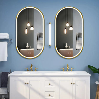 Spiegel LED OVL 50x100cm Brush Gold  4