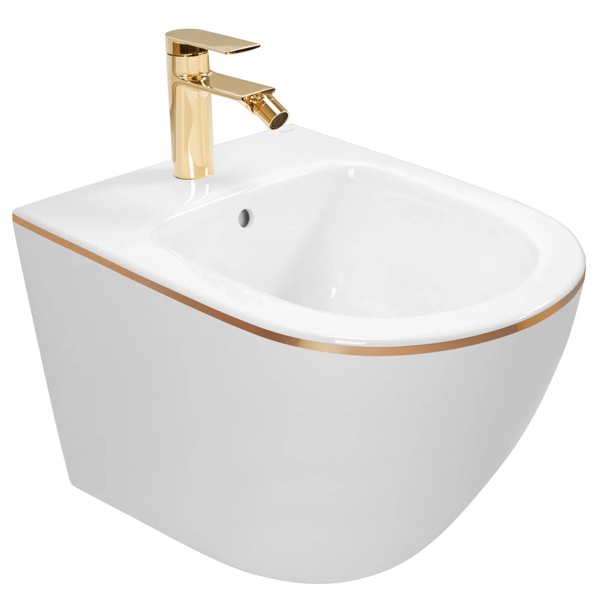 Wandhängendes Bidet Rea Carlo Mini White Gold Edge  3