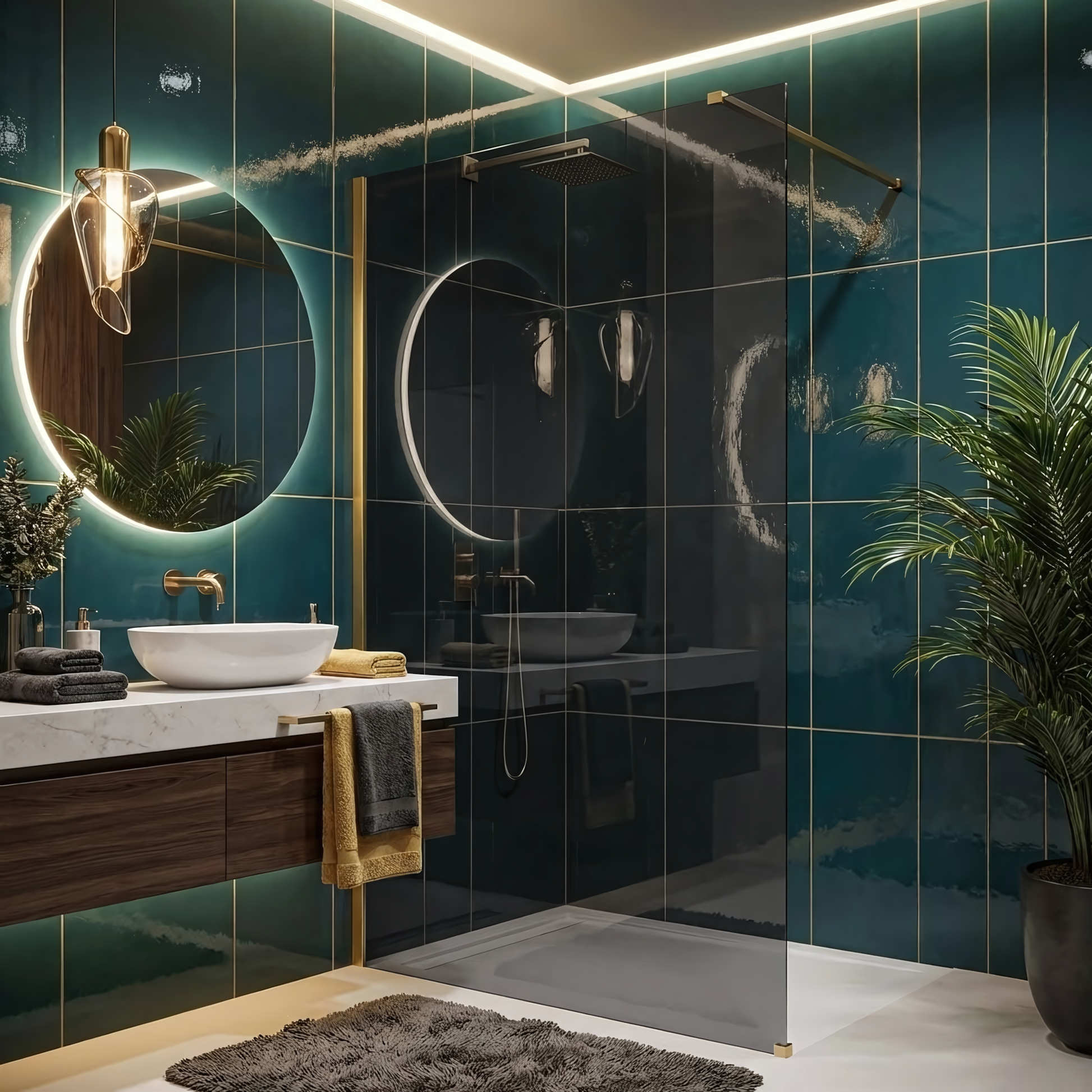 Duschwand Rea Flexi Grey / Brush Gold 110  5