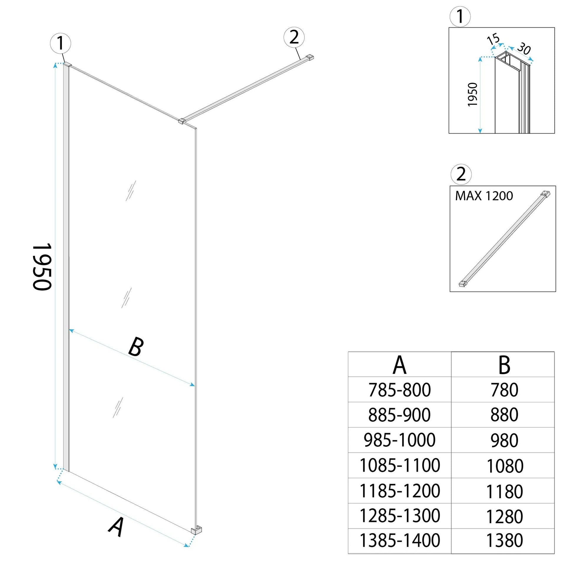 Duschwand Rea Flexi Brown / Brush Gold 80  8