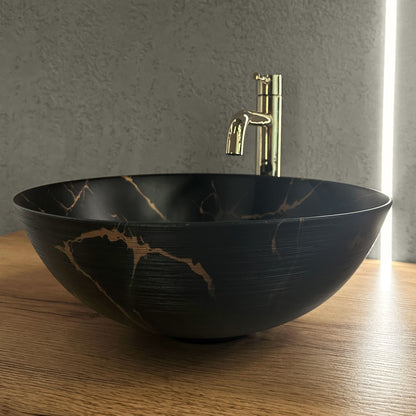 Aufsatzwaschbecken Rea Nadia Black Marble Brush 2