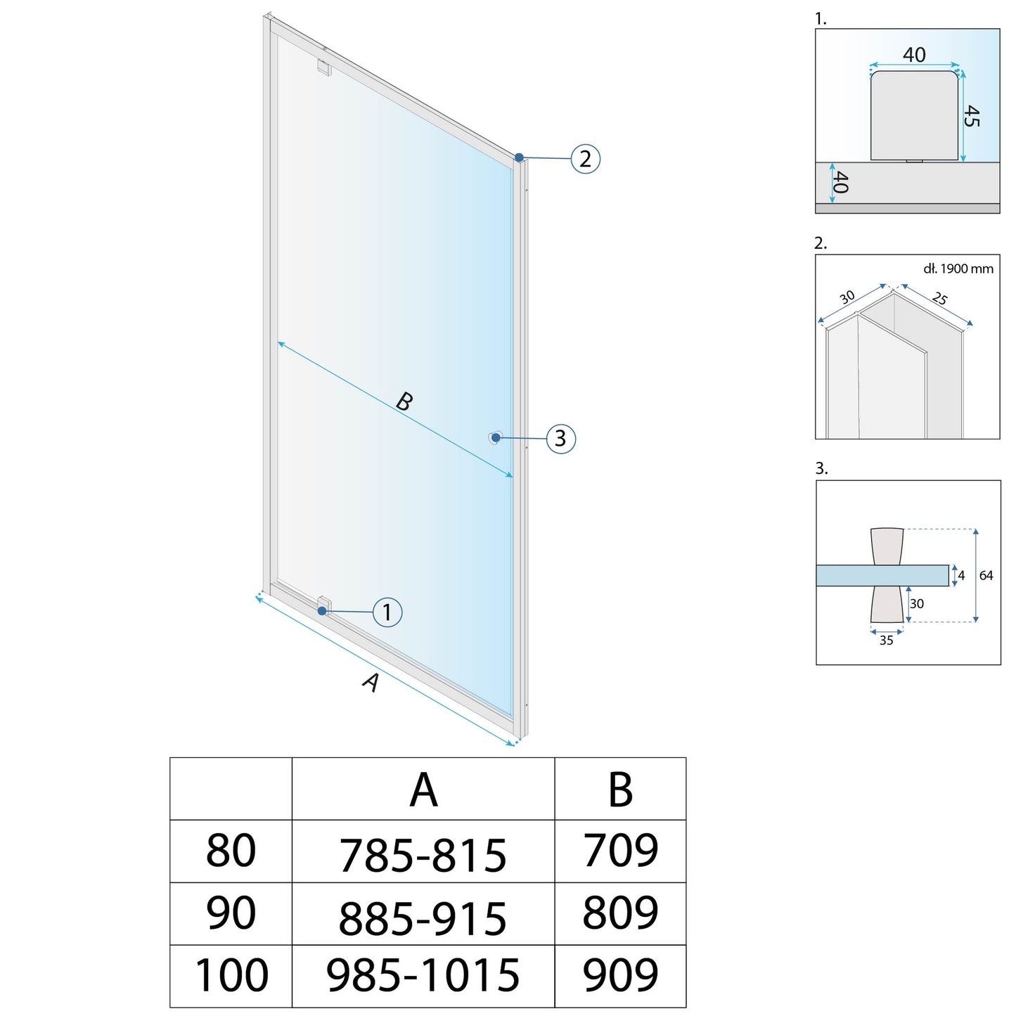 Duschtür Rea Primo Swing 90 Chrome  9