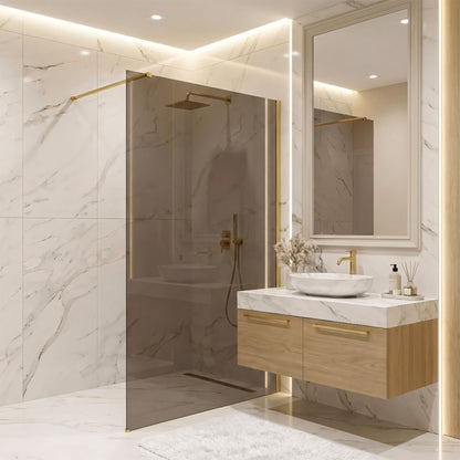 Duschwand Rea Flexi Brown / Brush Gold 110  3