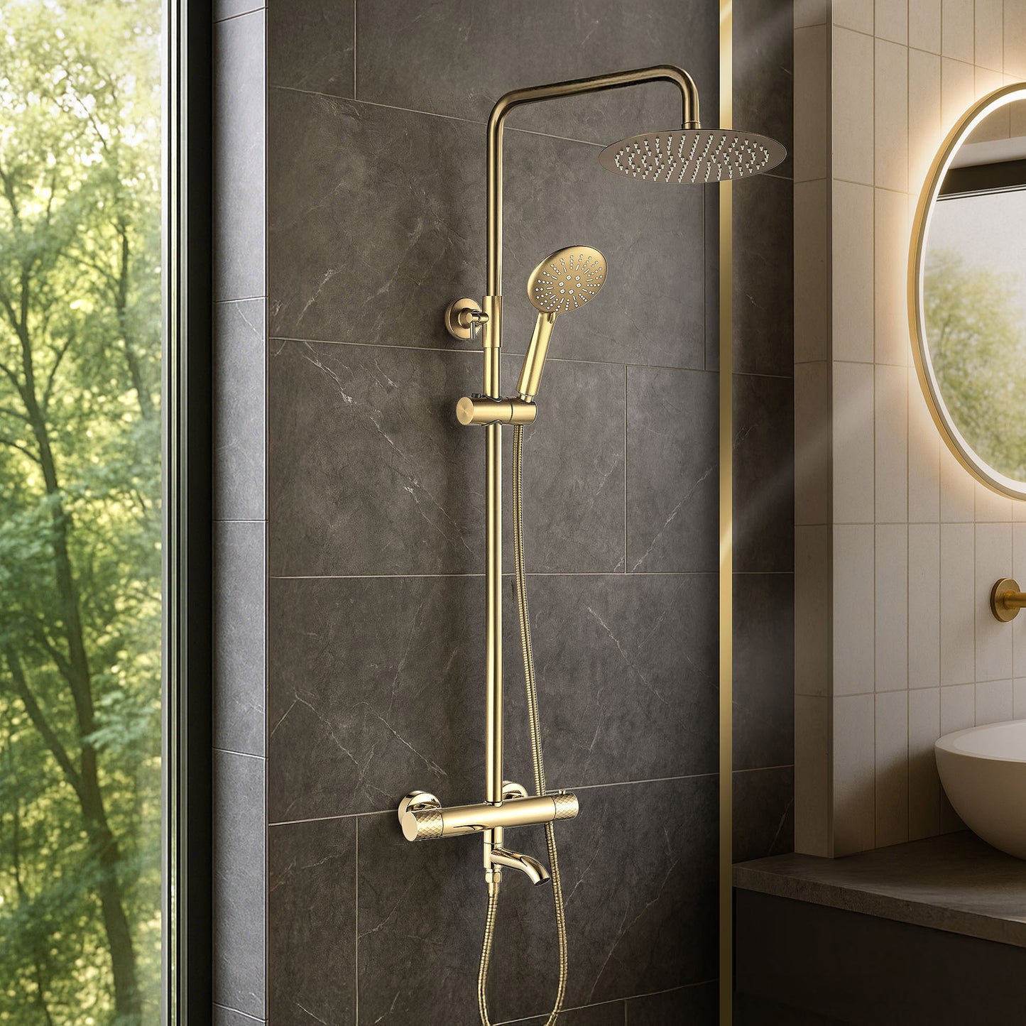 Thermostat Duschset Lungo Diamond Gold  4