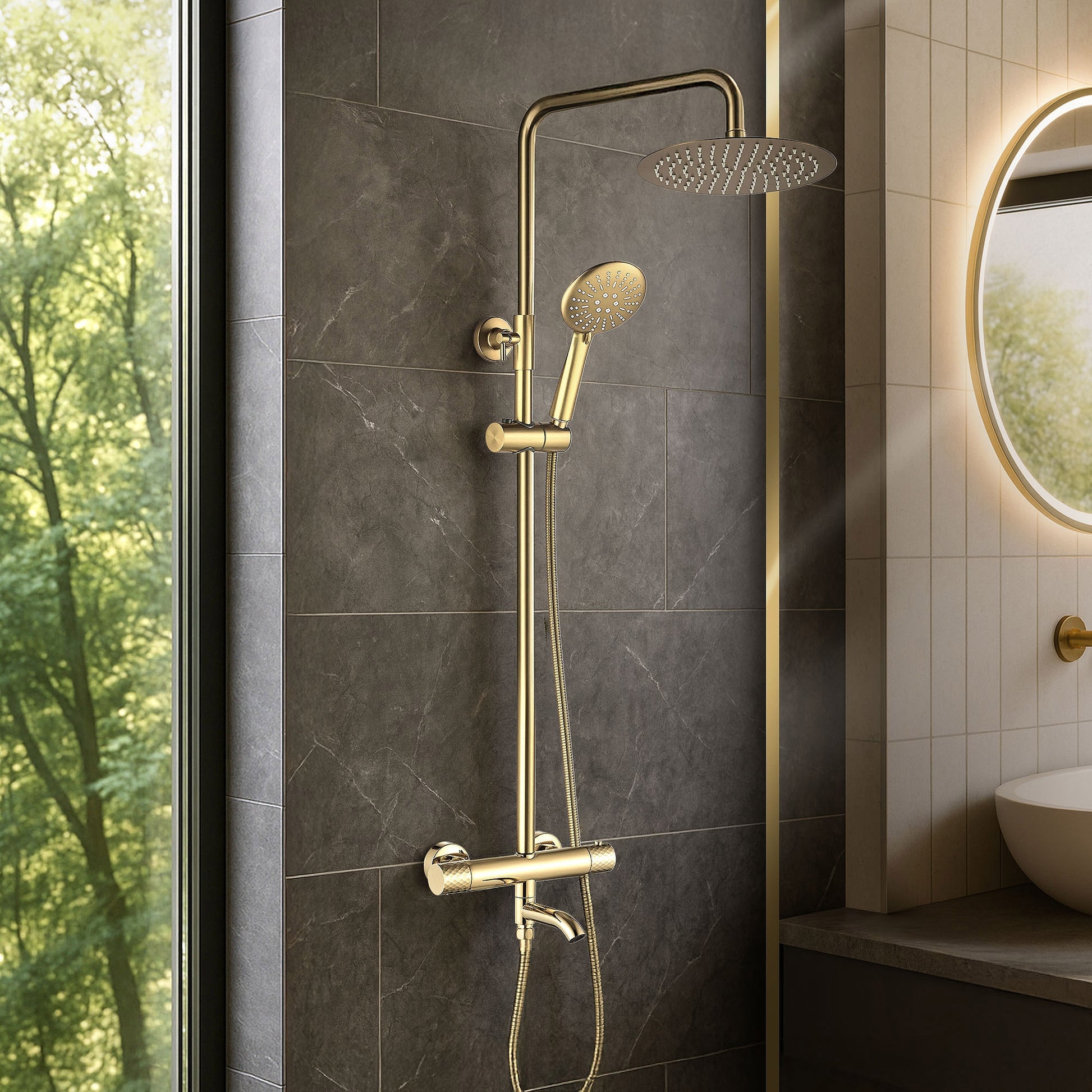 Thermostat Duschset Lungo Diamond Gold  4