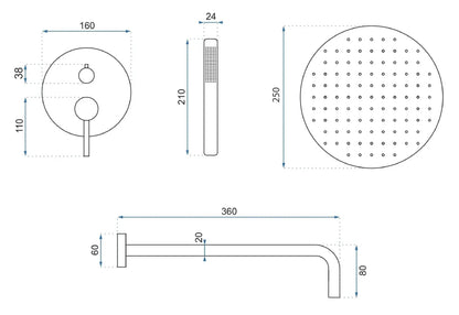 Unterputz Duschset Rea Lungo Titan + Box  7