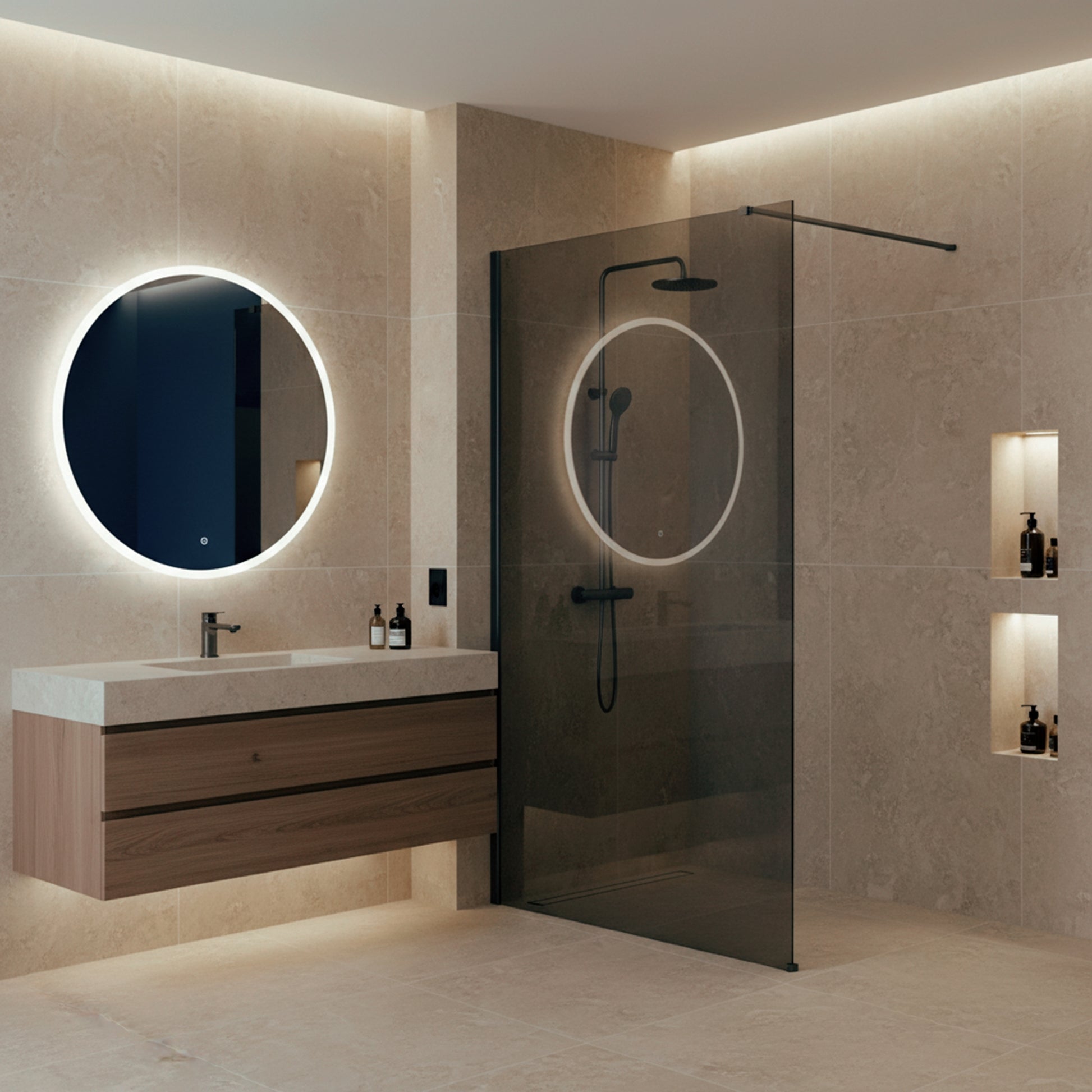 Duschwand Rea Flexi Grey / Titan 90  4