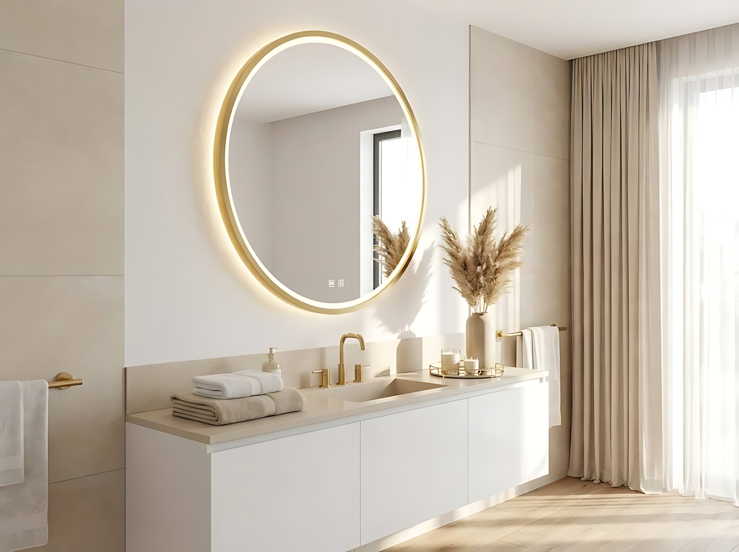 Spiegel LED 100cm MMJ BRUSH GOLD  5