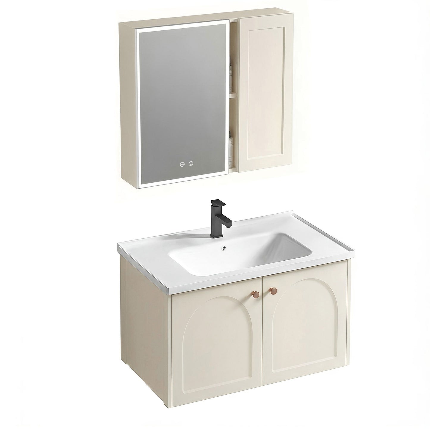 Badezimmermöbel-Set mit Waschbecken Denver 80cm Creme  7