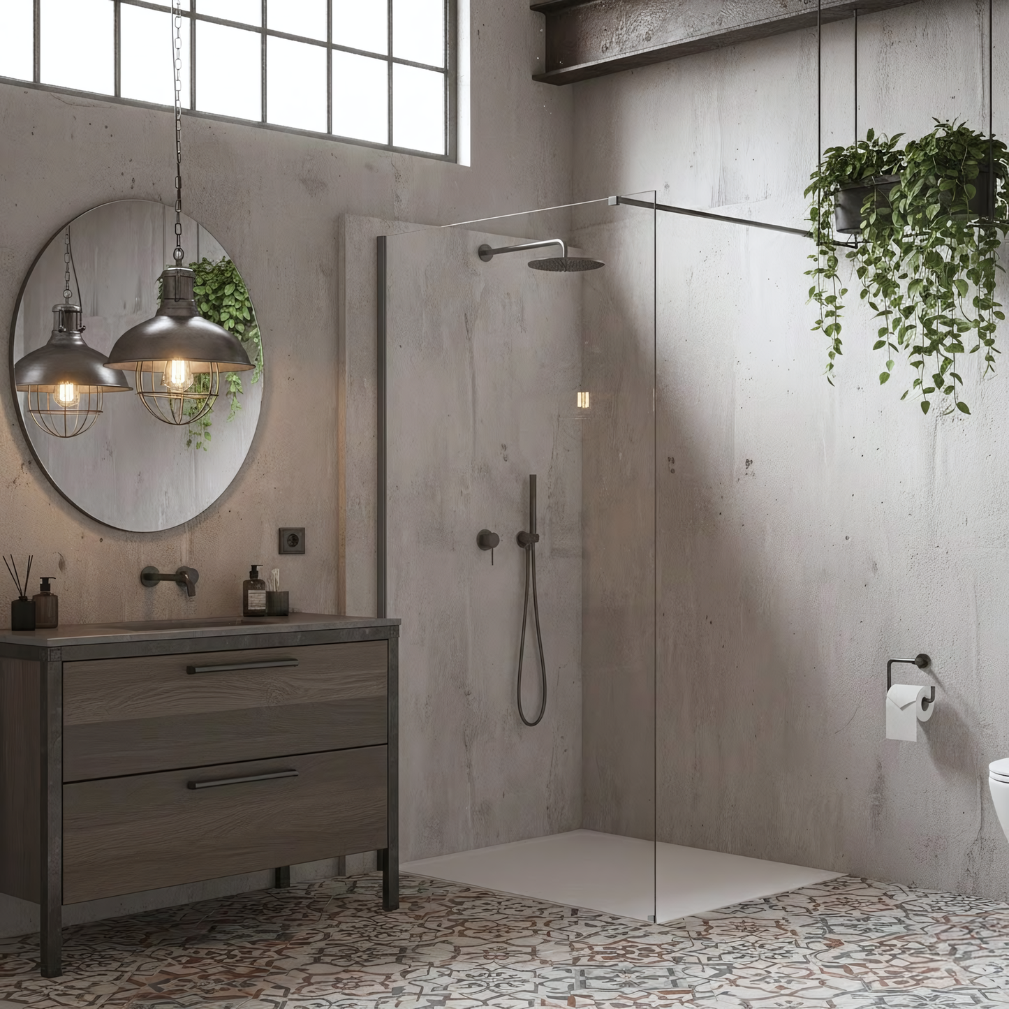 Duschwand Rea Flexi Transparent / Titan 80  4