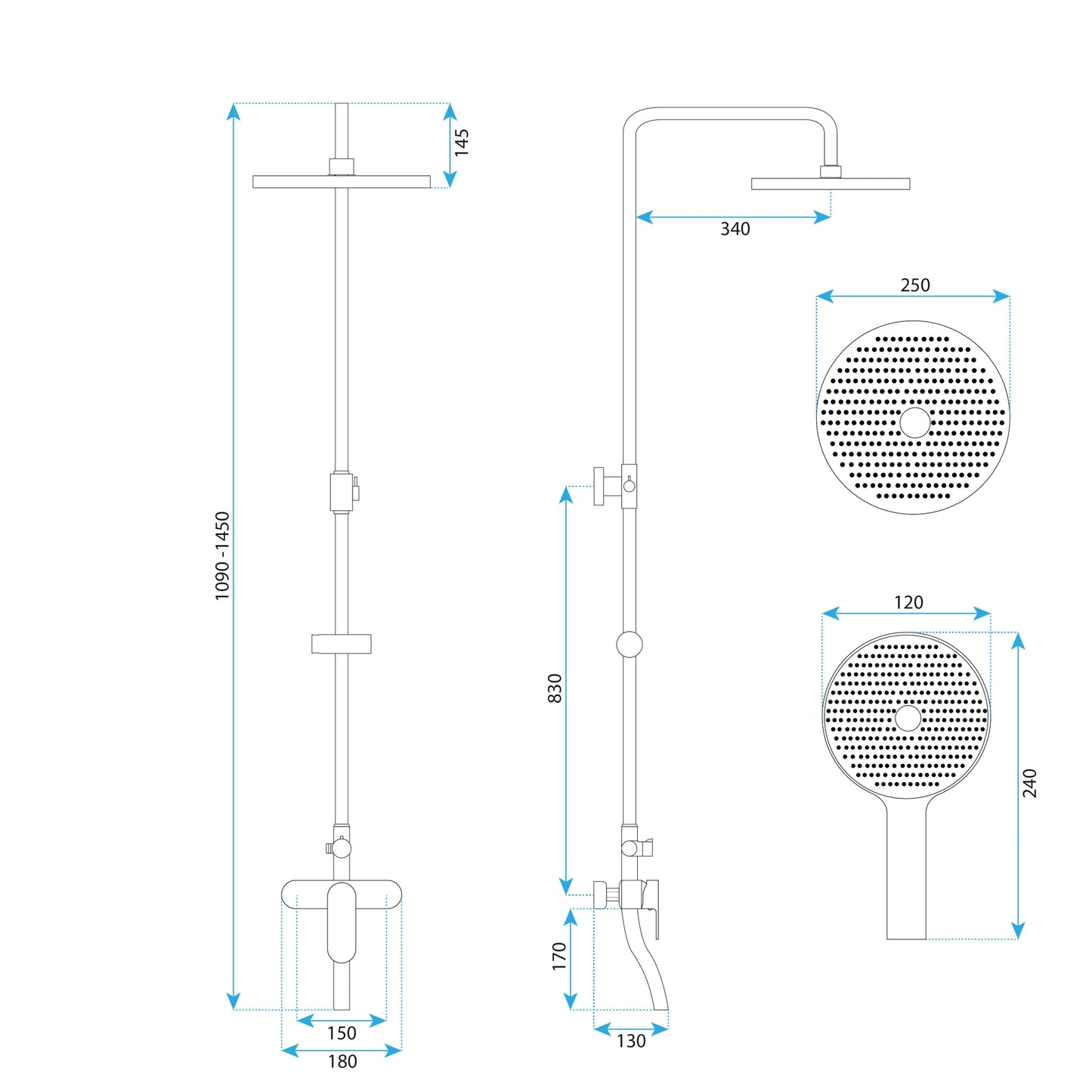 Duschgarnitur Rea Drop Brush Gold  8