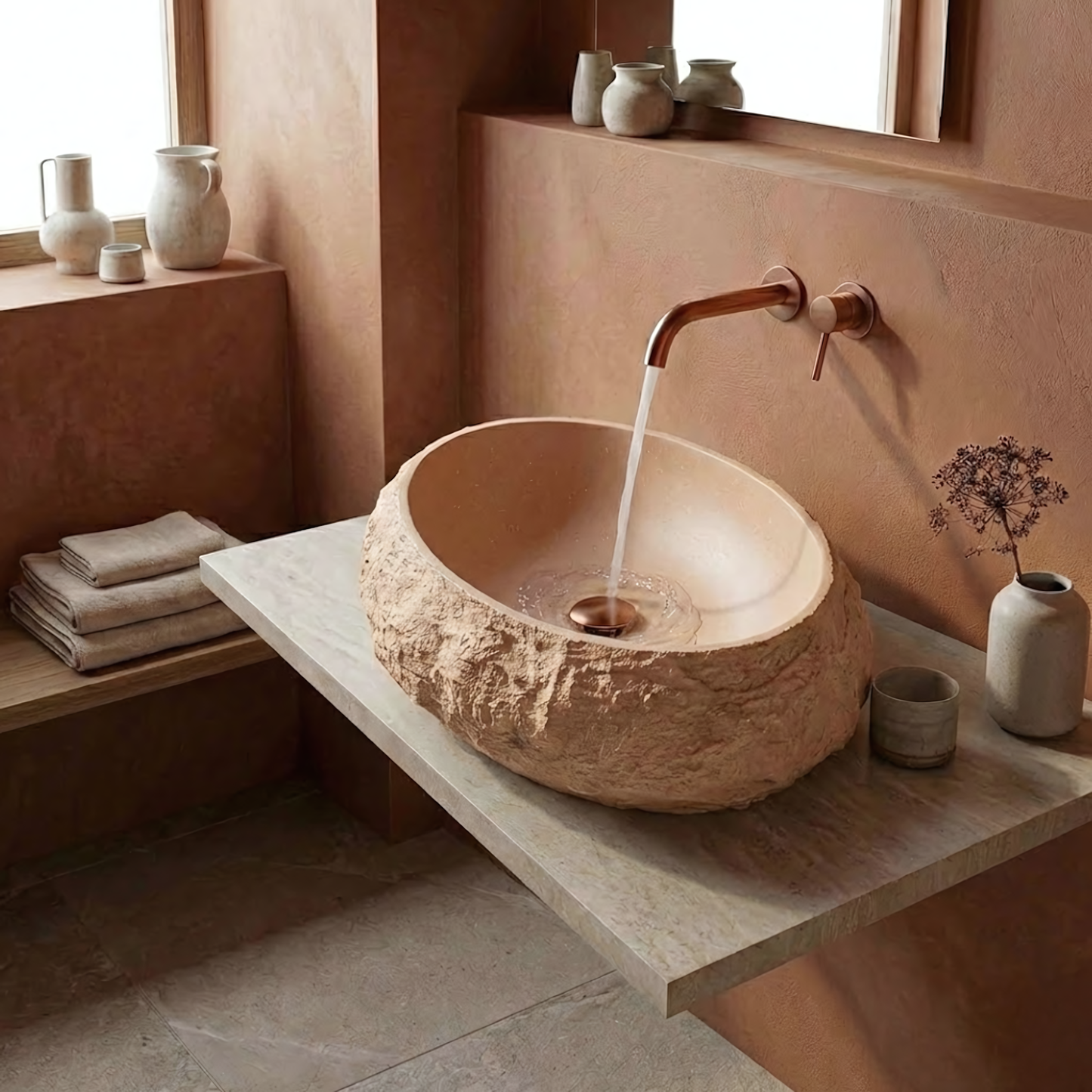 Aufsatzwaschbecken Rea Mika Light Terracotta  1