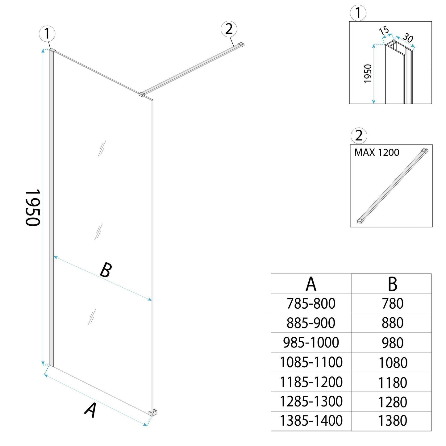 Duschwand Rea Flexi Grey / Titan 100  9