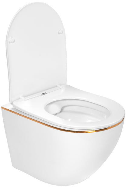 WC Schüssel Randlos Carlo white Mini Flat Gold Edge  3