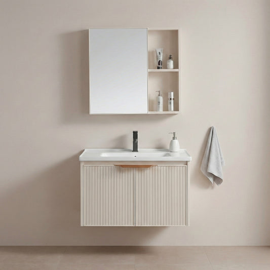 Badezimmermöbel-Set mit Waschbecken Mario 60cm Beige  1