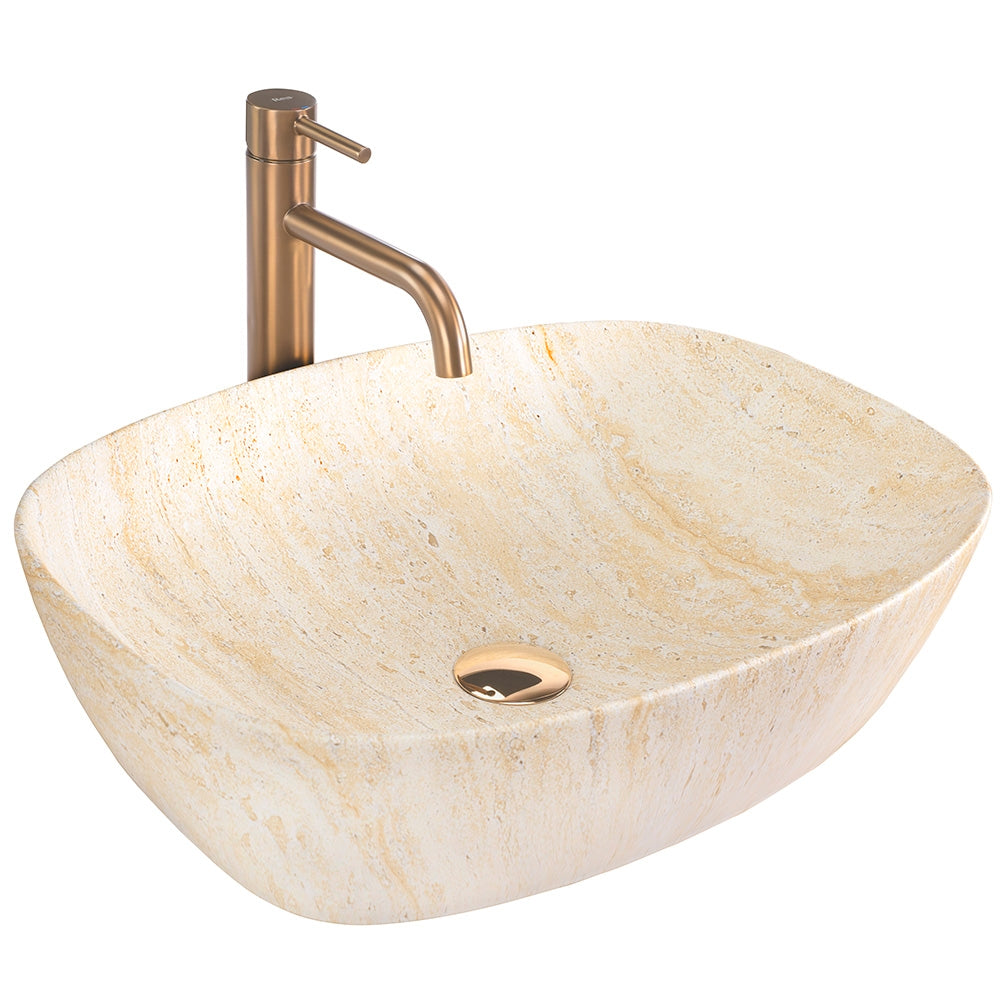 Aufsatzwaschbecken Rea Freja Travertine Matt  1