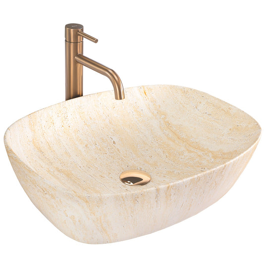Aufsatzwaschbecken Rea Freja Travertine Matt  1