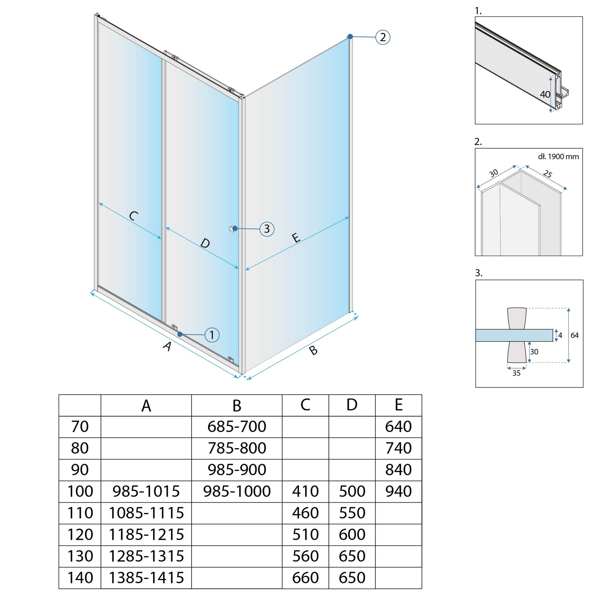 Duschkabine Rea Primo Slide 100x90 Chrome  7