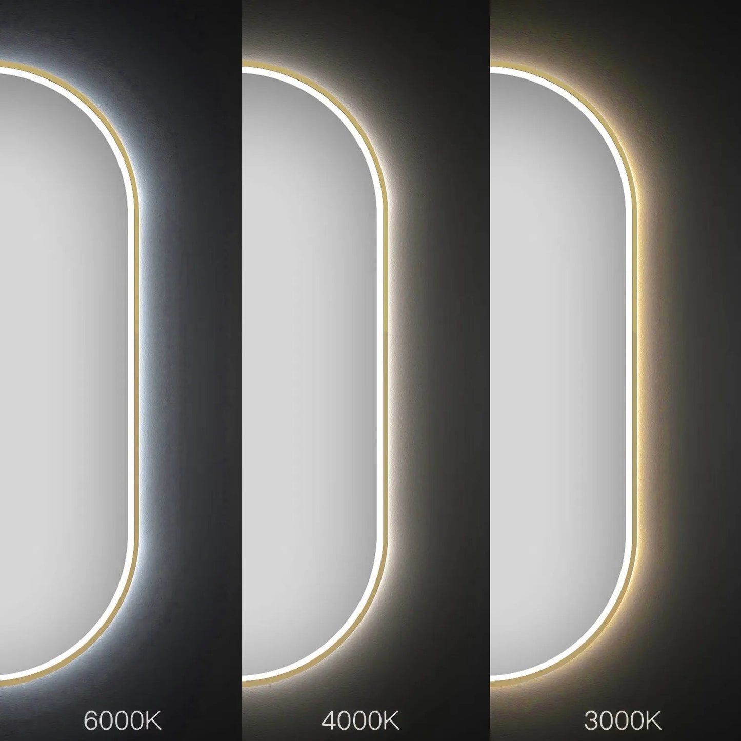 Spiegel LED OVL 50x100cm Brush Gold  5