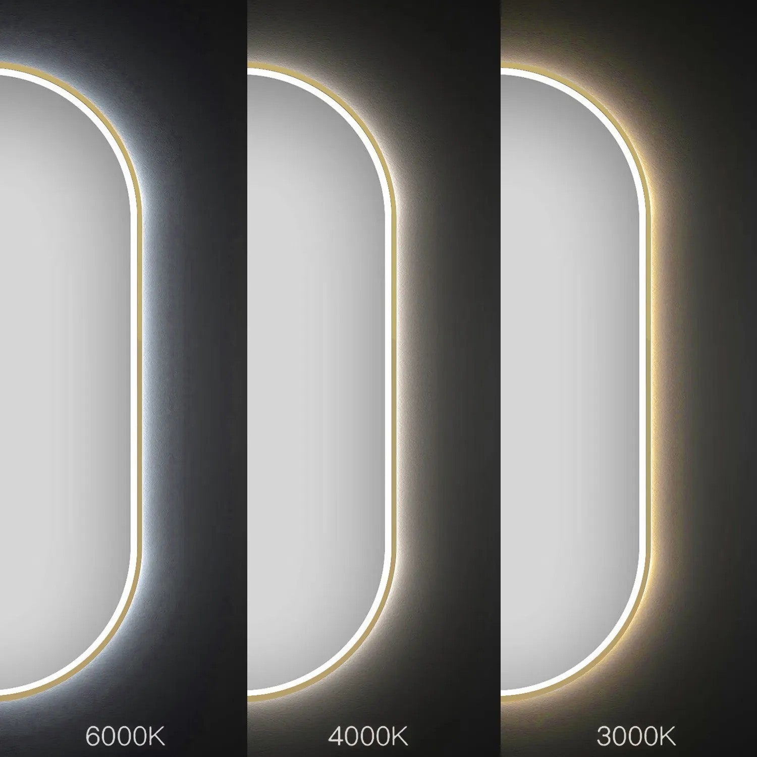 Spiegel LED OVL 50x100cm Brush Gold  5