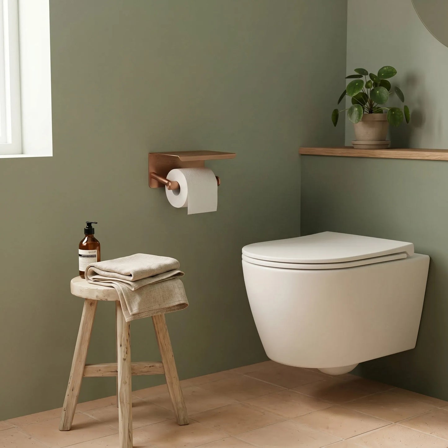 Toilettenpapierhalter mit Ablage 6613 Modern Copper Brush  5