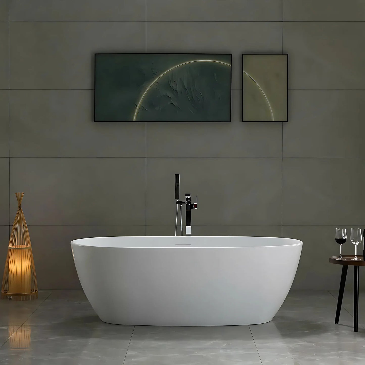 Freistehende Acrylbadewanne ROMA  170 Schwarze Stöpselabdeckung 5