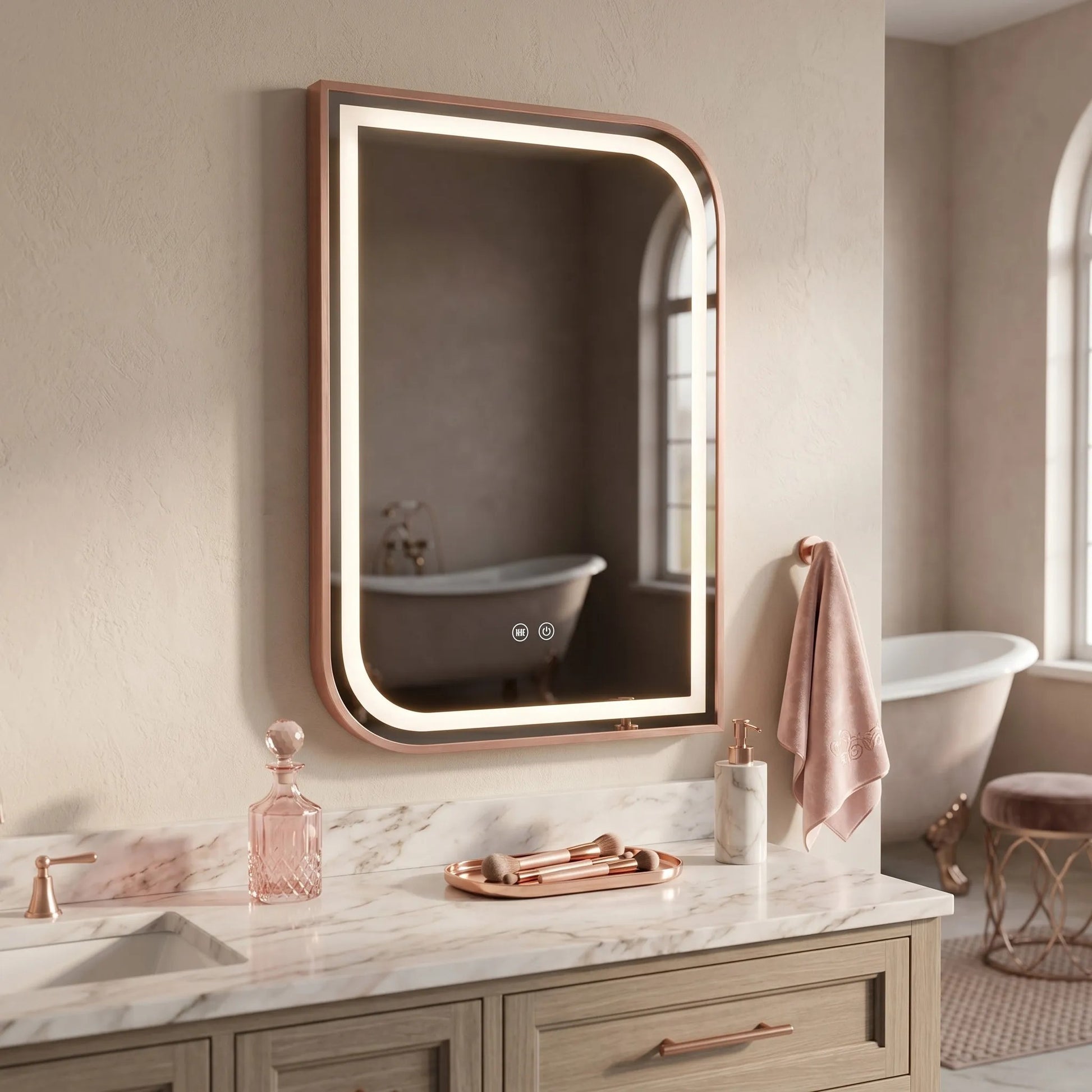 Spiegel LED ZONE 70x50 BRUSH ROSE GOLD  5