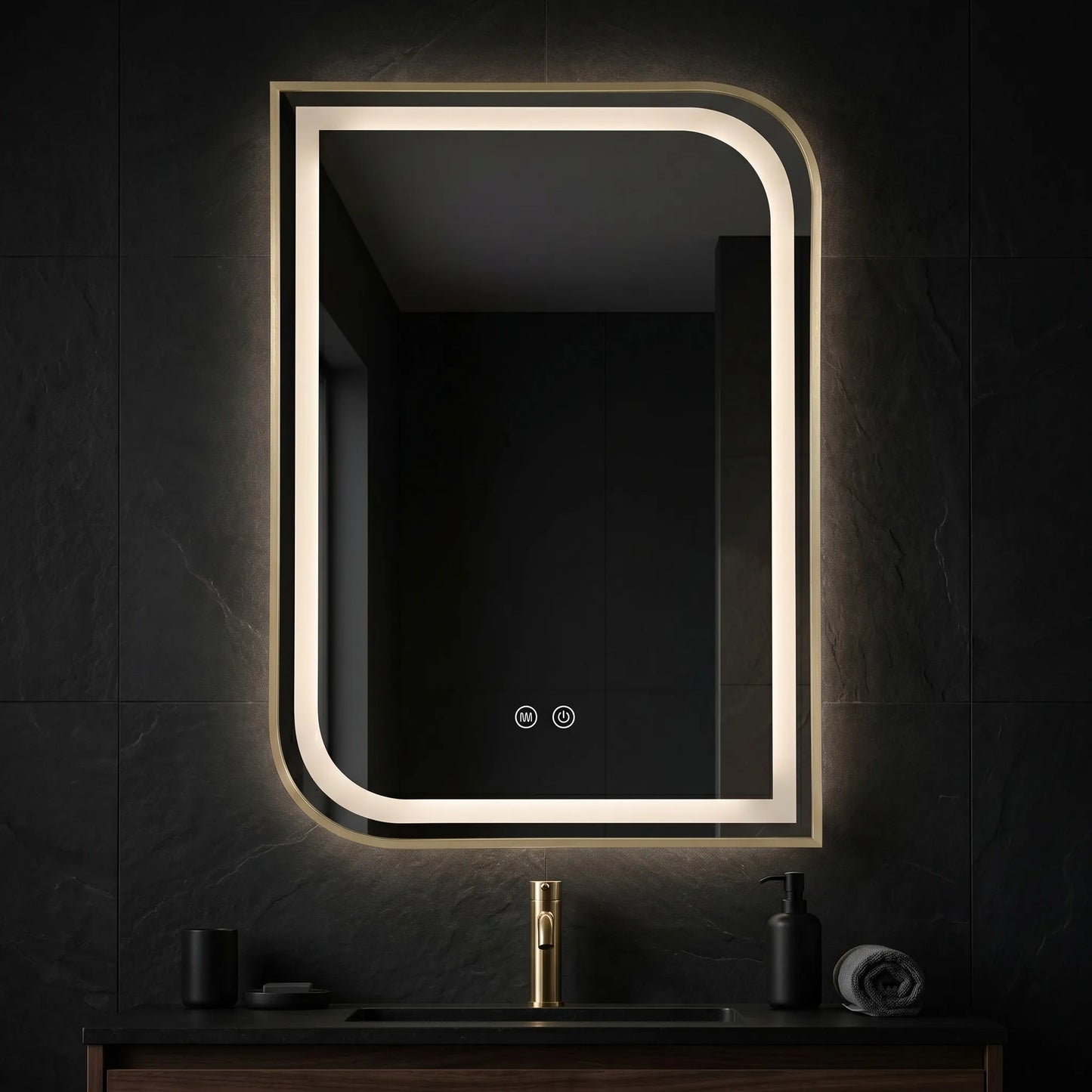 Spiegel LED ZONE 70X50 BRUSH GOLD  5