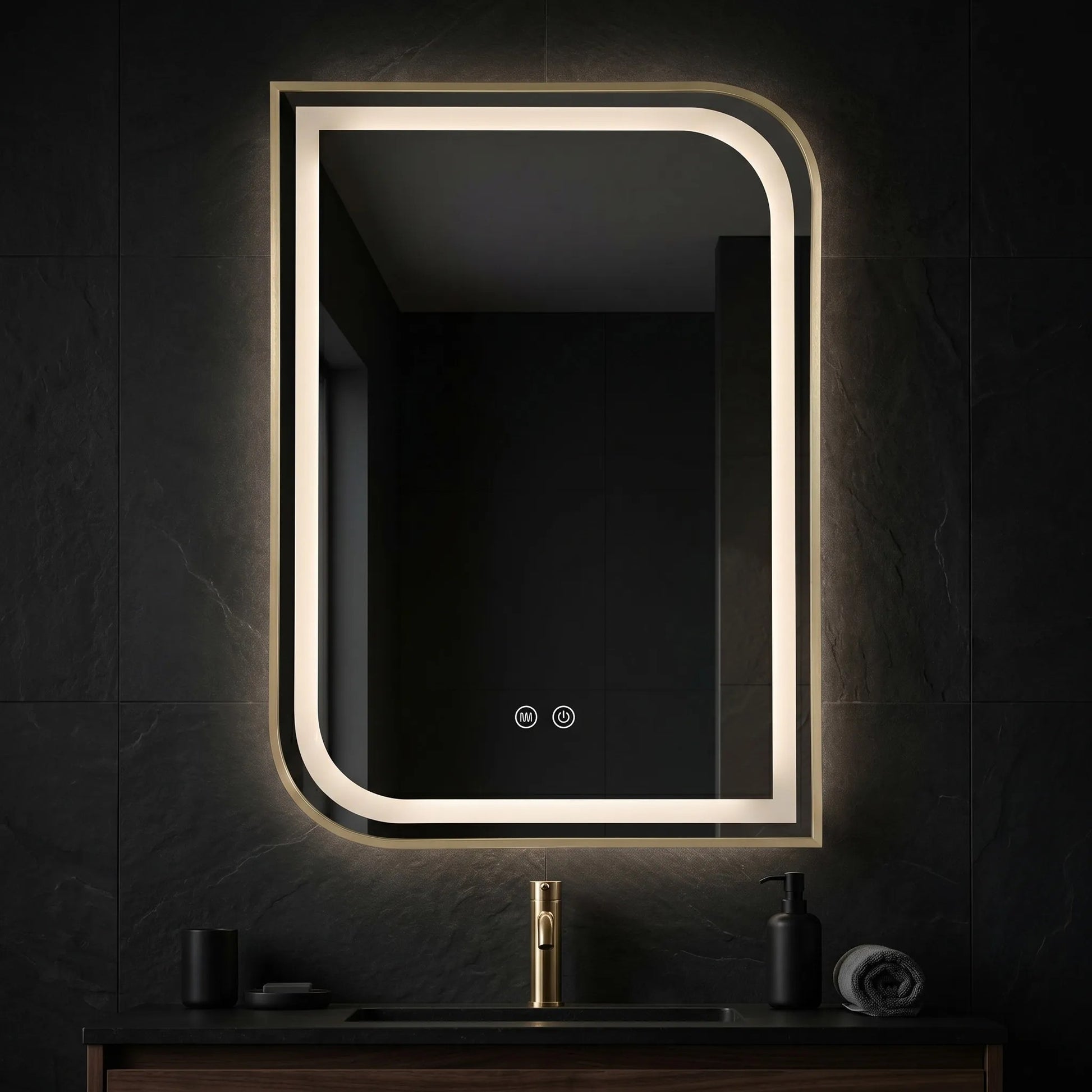 Spiegel LED ZONE 70X50 BRUSH GOLD  5