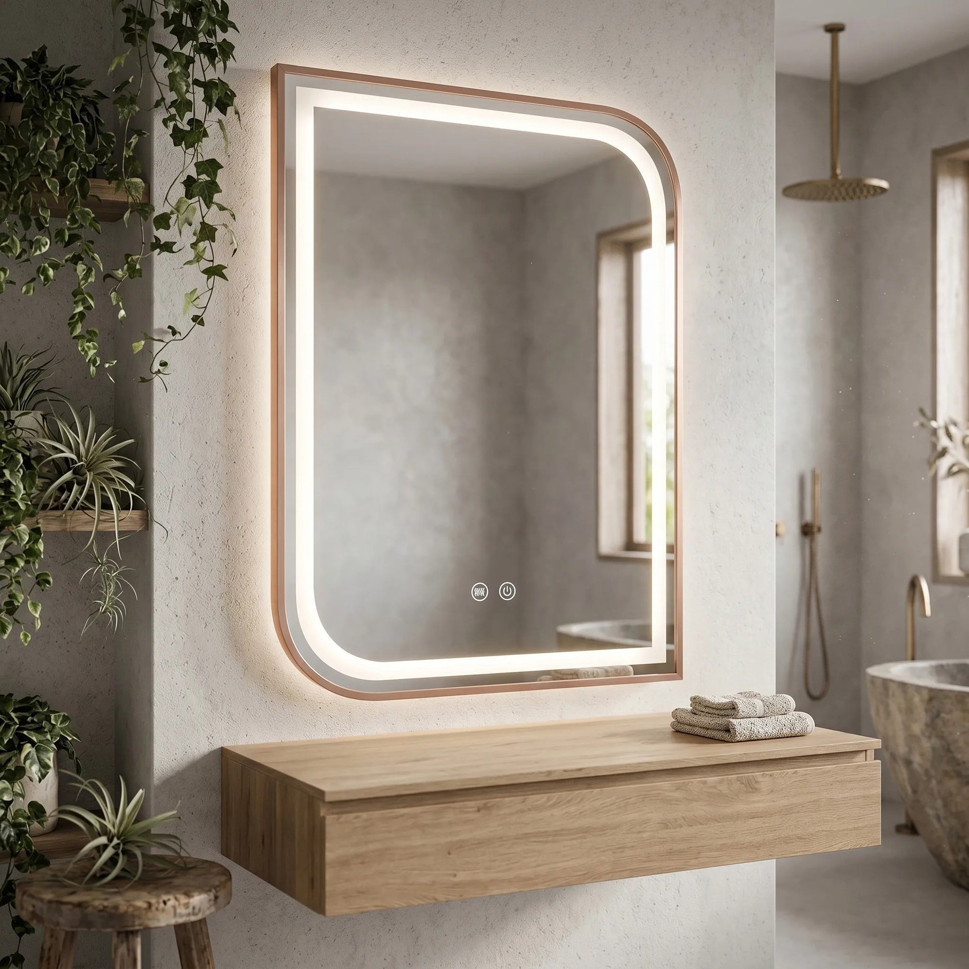 Spiegel LED ZONE 80x60 BRUSH ROSE GOLD  5