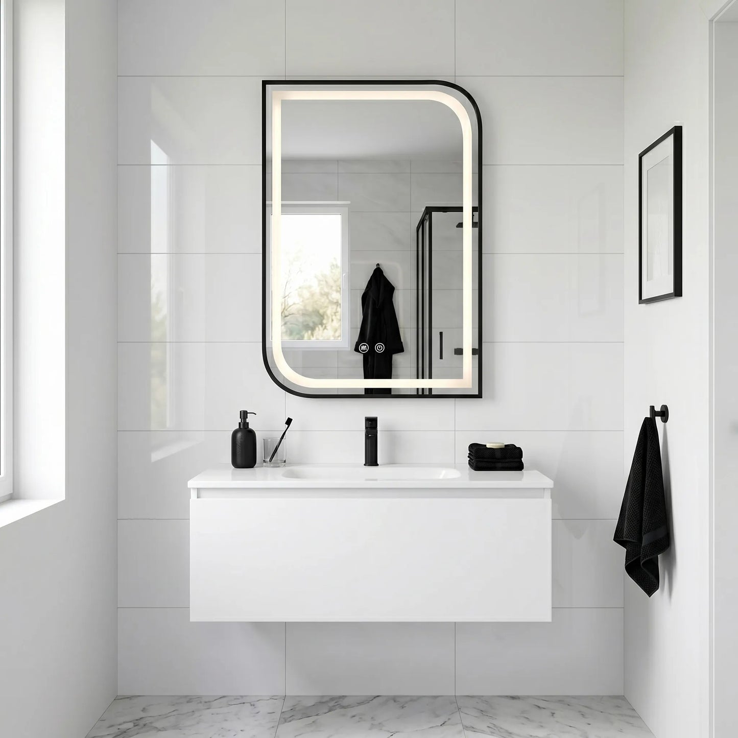 Spiegel LED ZONE 80X60 BLACK  5