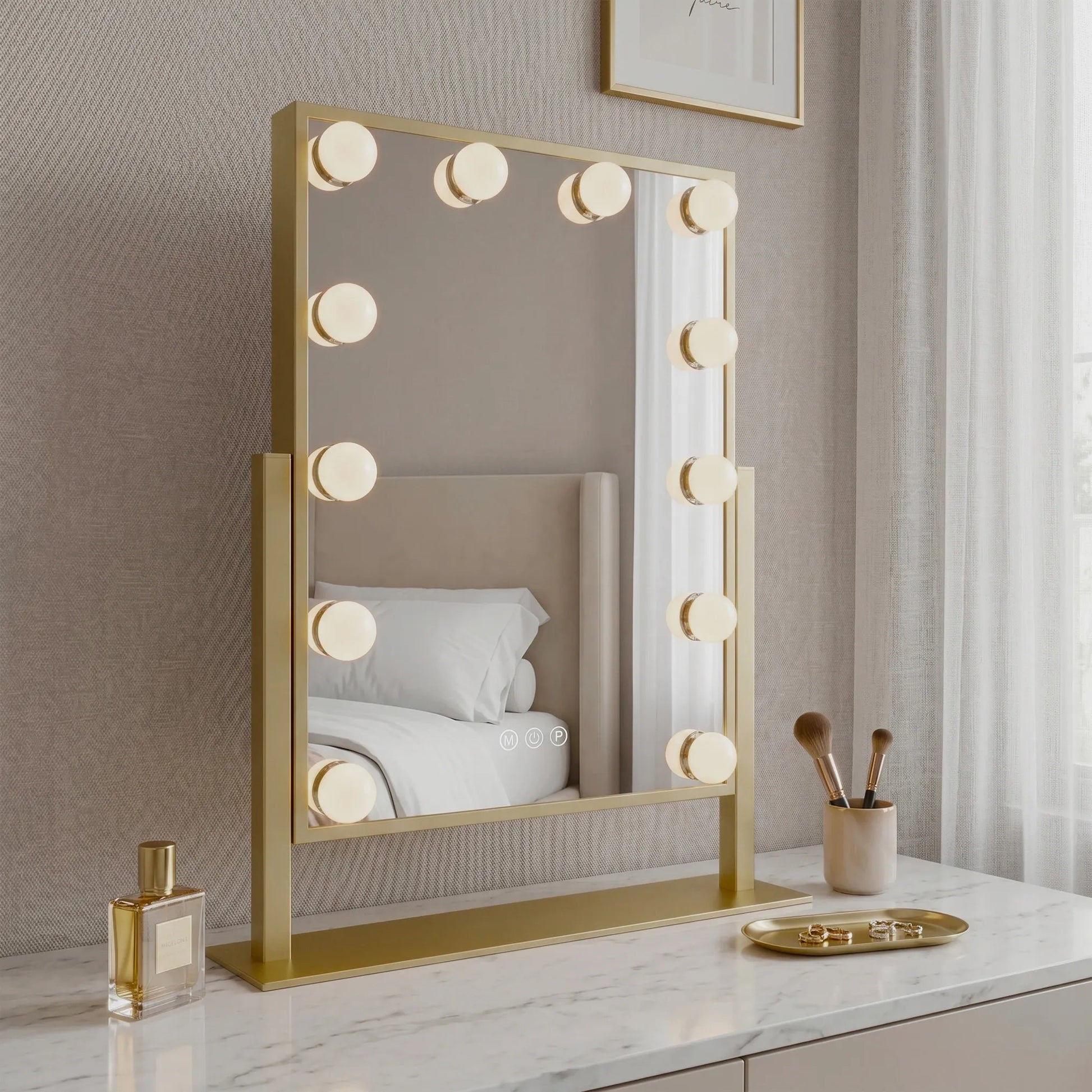 Spiegel LED HOLLYWOOD L.Gold 30x40  5