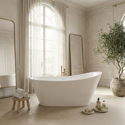 Freistehende Acrylbadewanne Lusso Slim 170 Schwarze Stöpselabdeckung 5