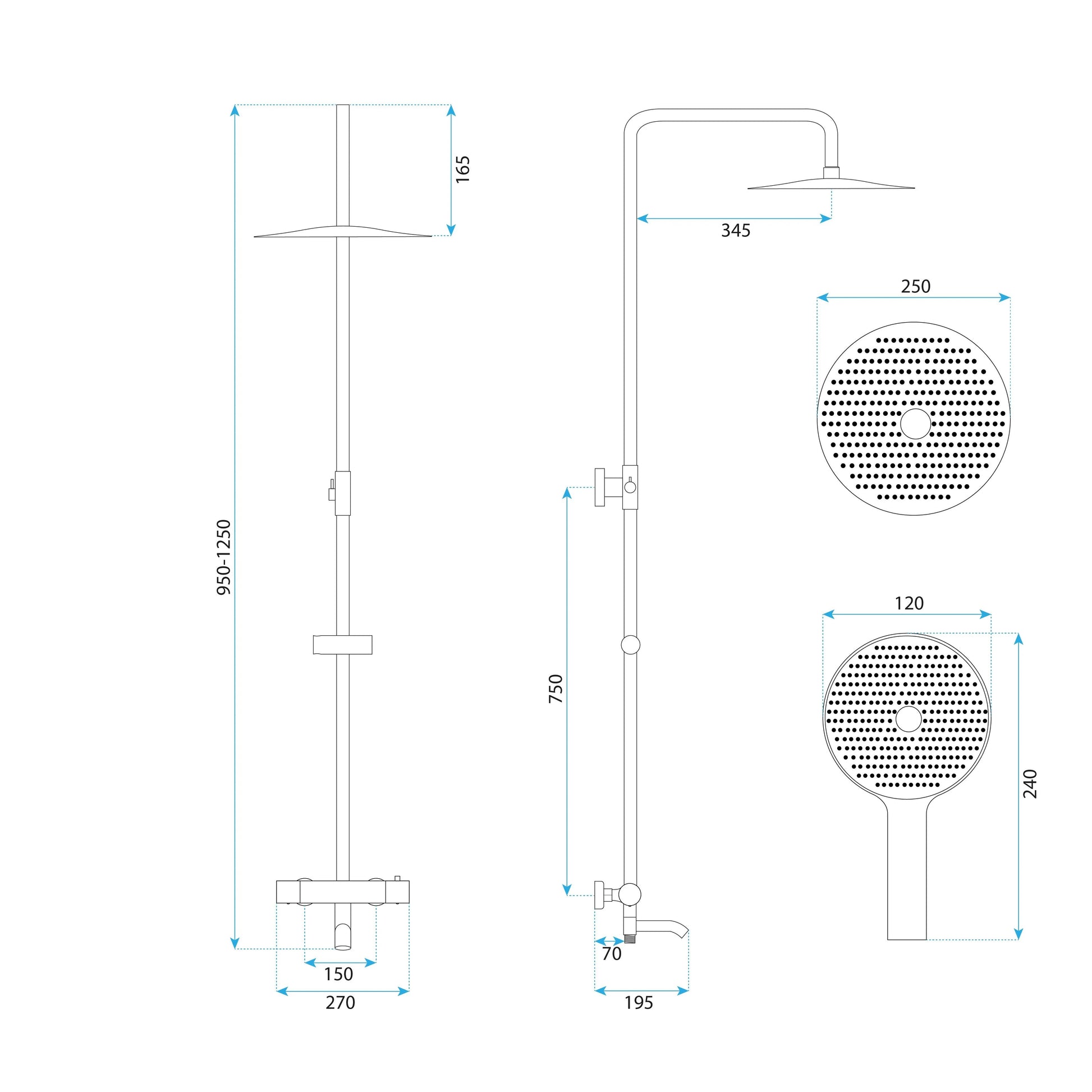 Thermostat Duschset Lungo Diamond Copper  5